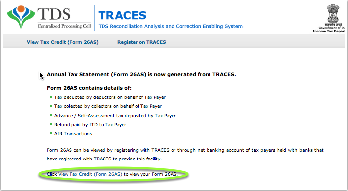 income tax 26as statement traces