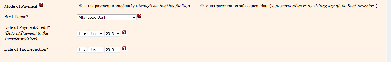 Mode of Payment in Form 26QB