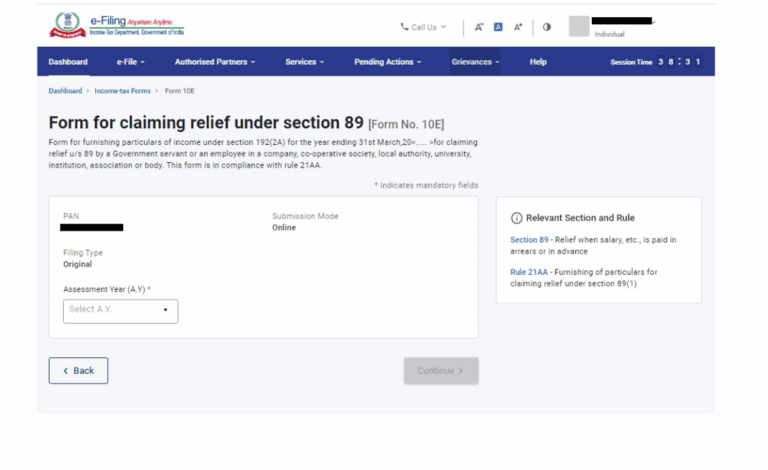 form for claiming relief under section 89
