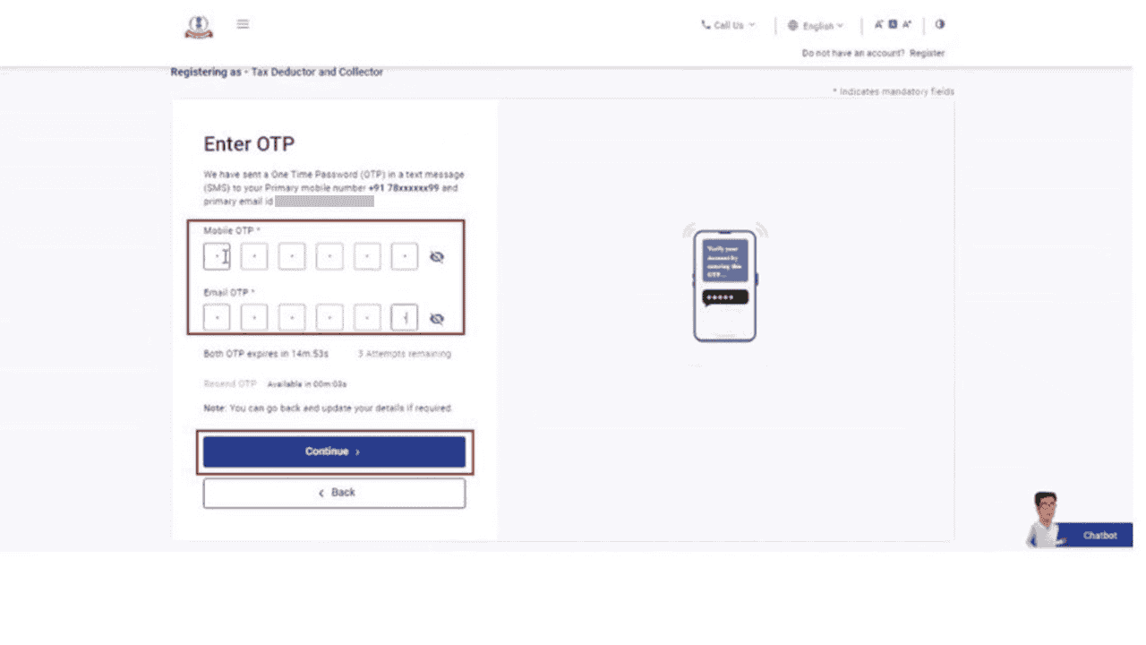 ENTER OTP AND MAIL ID