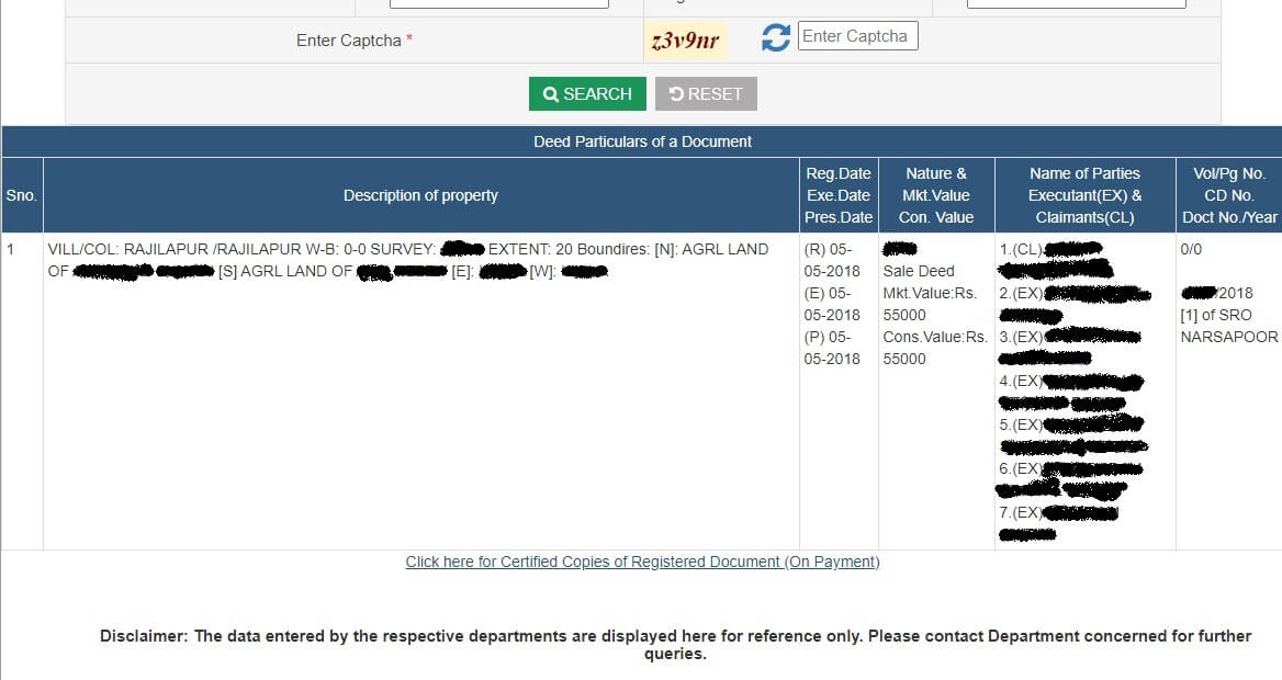 Registration details online in Telangana