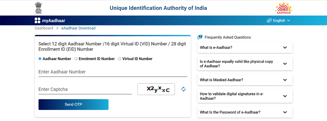 Aadhaar card download