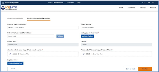 Details of Authorised Parent User