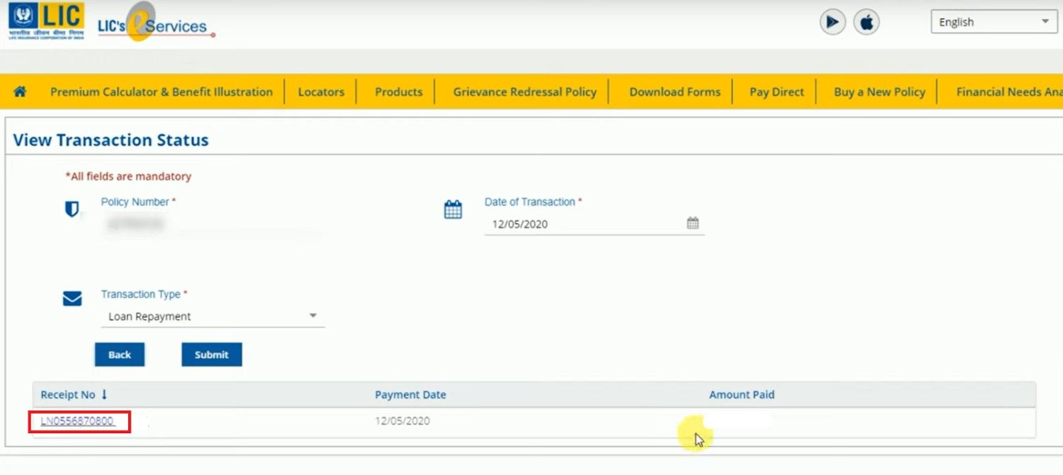 LIC premium receipt download online