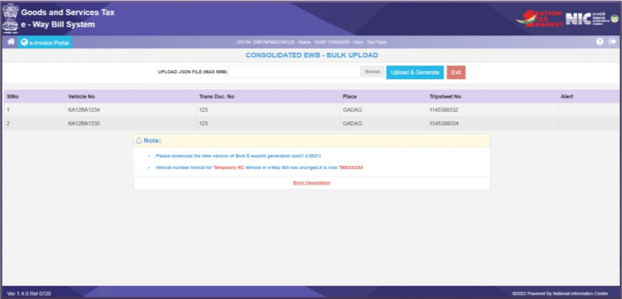 consolidated e-way bill bulk