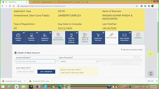 Process to Add Bank Accounts in the GST Portal