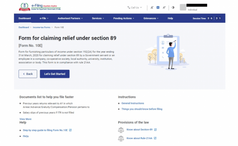 Form for claiming relief under section 89