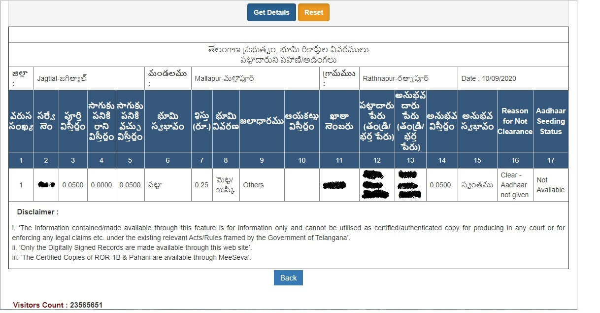 Land records online Telangana
