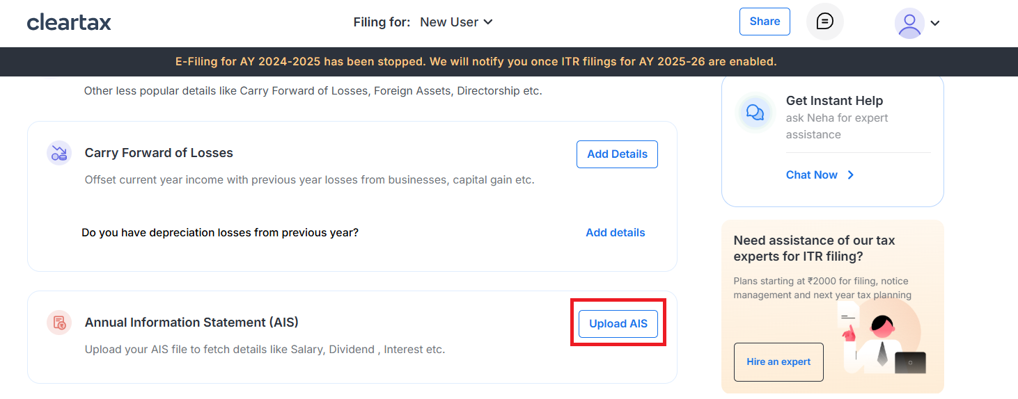 Upload AIS - Cleartax