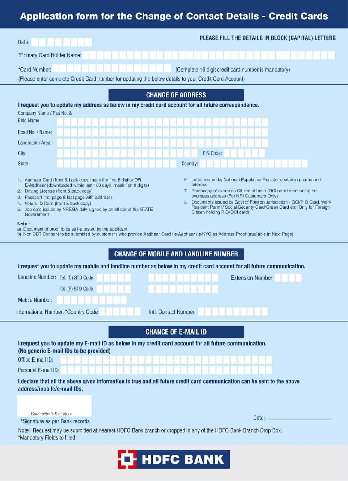 hdfc bank mobile number change page 1