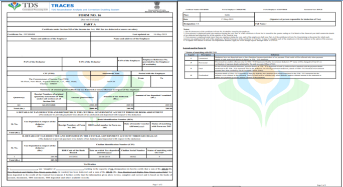 FORM 16 PART A