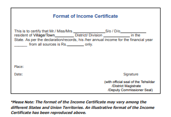 format of income certificate