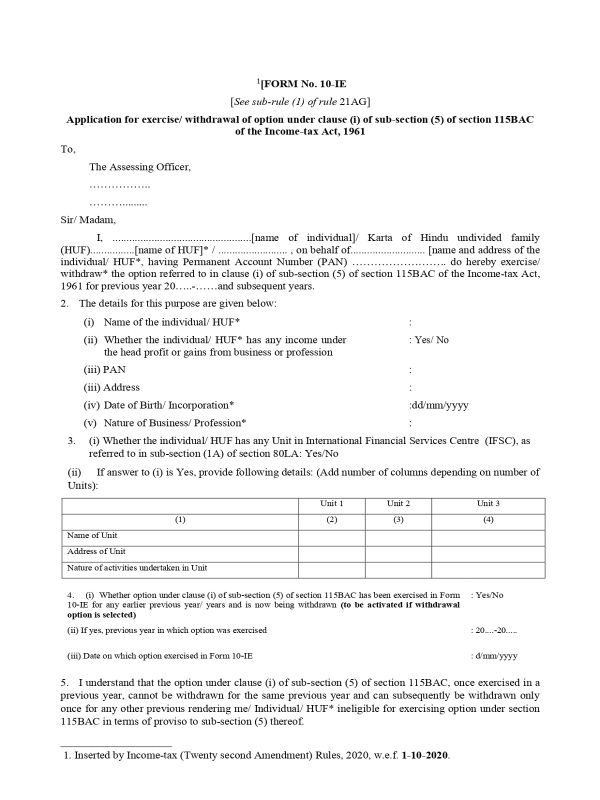 Form 10IE