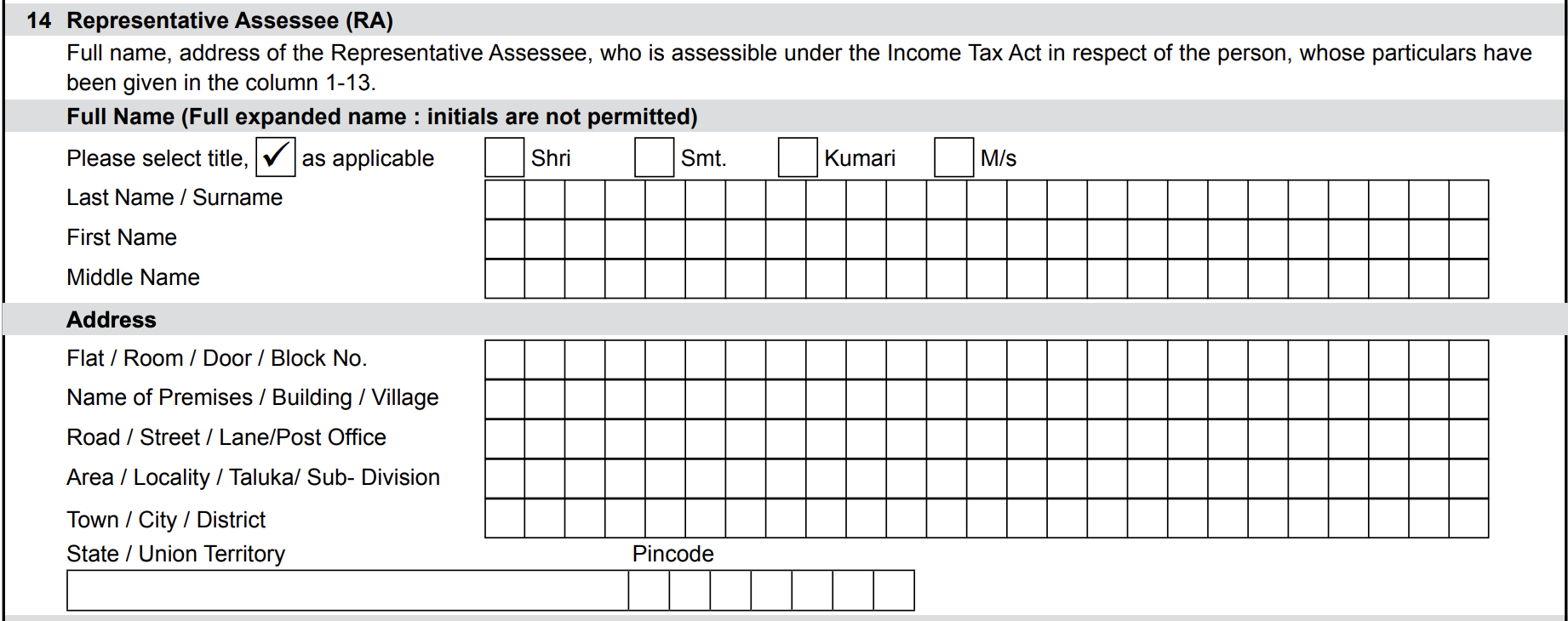 representative assessee PAN application