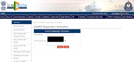 ICEGATE website 