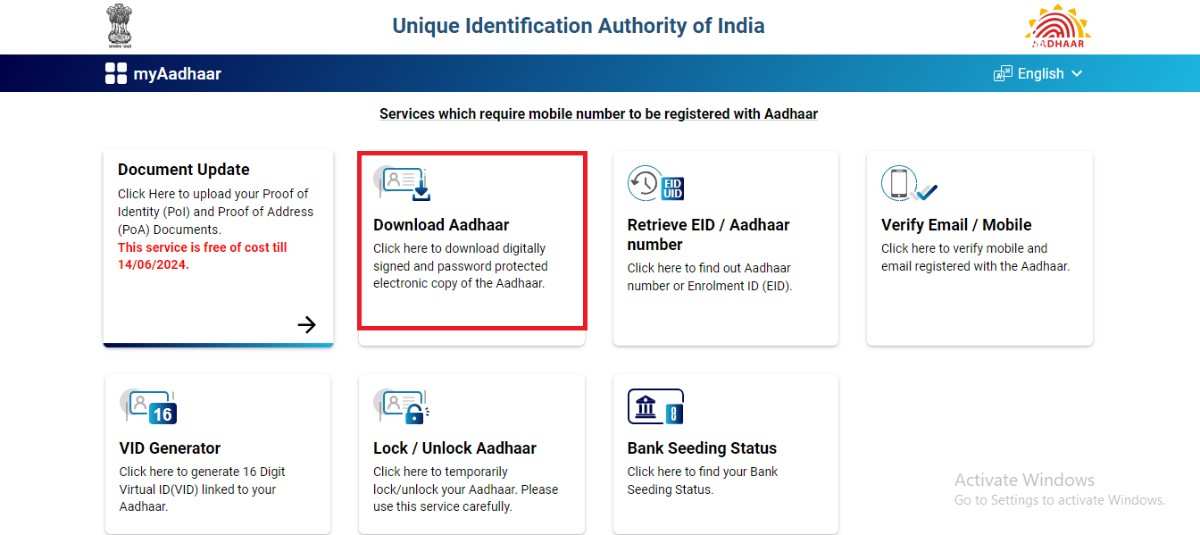 Download Aadhaar