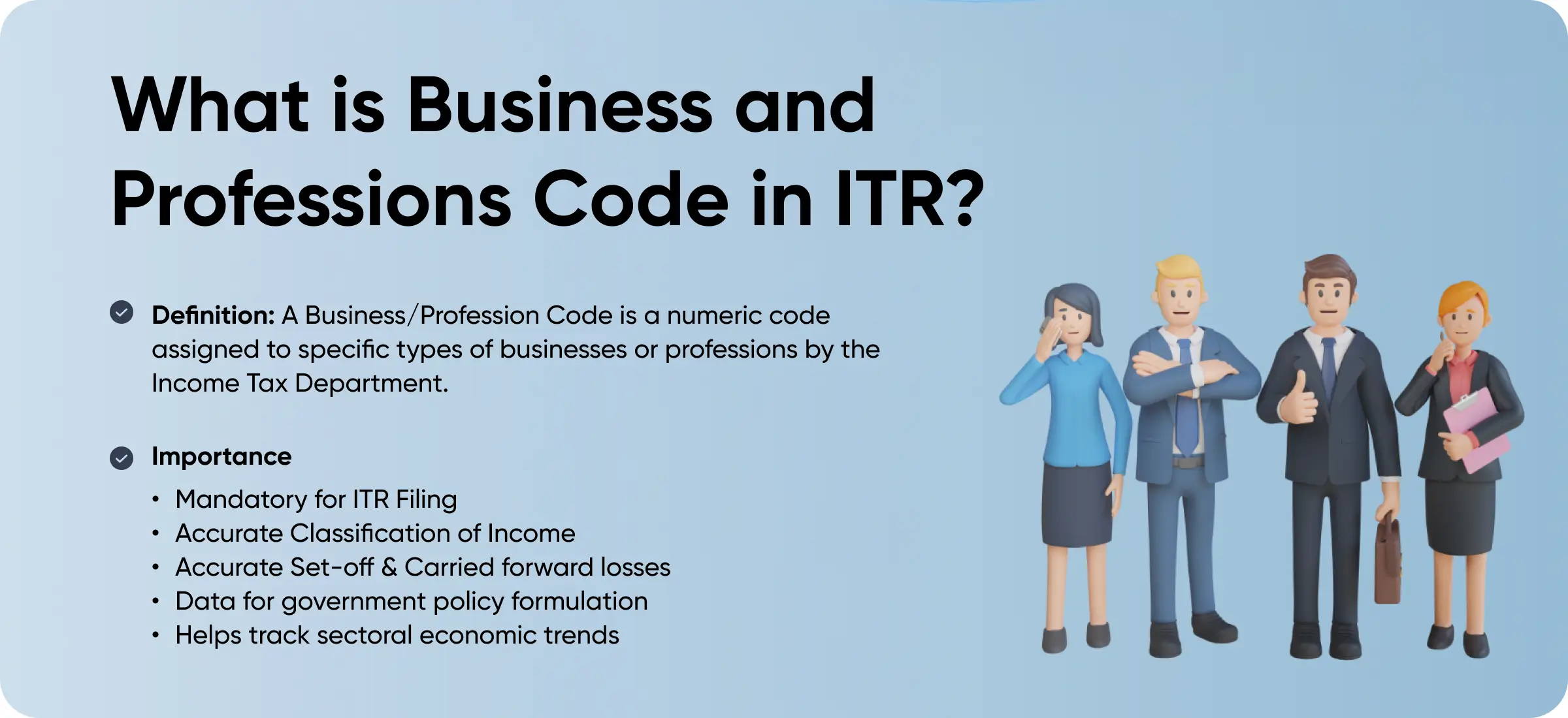 What is Business and Professions code in ITR?