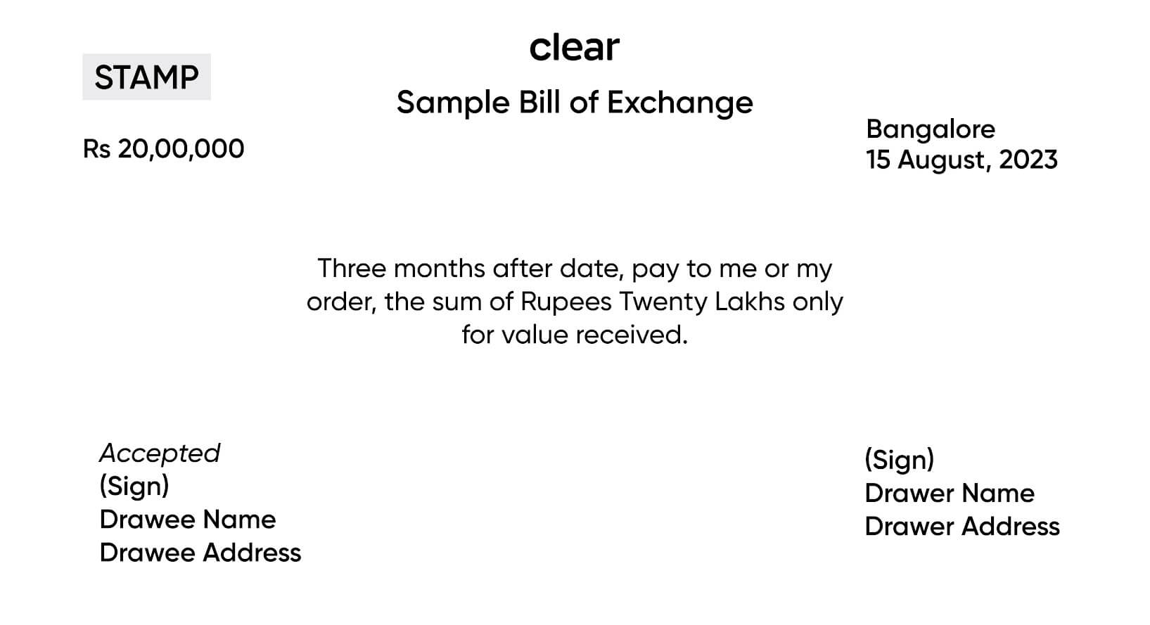 bill of exchange sample format